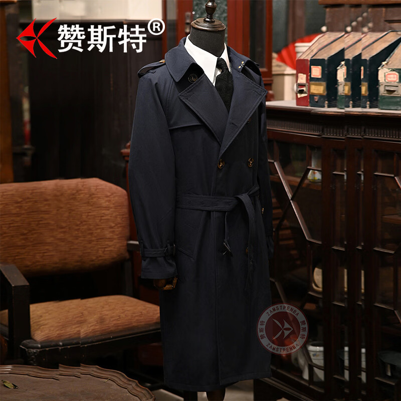 赞斯特品牌春秋季男士trench coat加长款战壕风衣商务休闲大衣 深卡其【长款】 5XL