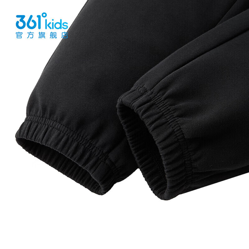 361°童装男童长袖针织套装儿童百搭秋季新款女童圆领运动套装 经典黑/经典黑 175 cm