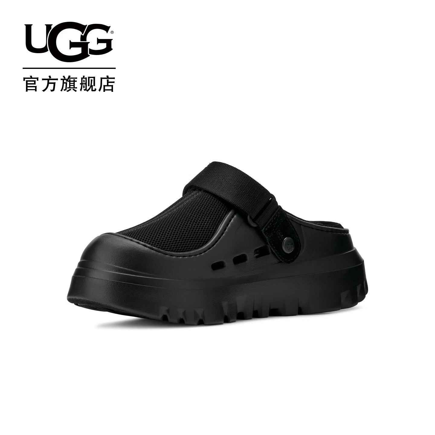 UGG夏季新款男女同款时尚舒适轻便纯色厚底魔术贴休闲凉鞋1166912 BLK | 黑色 37