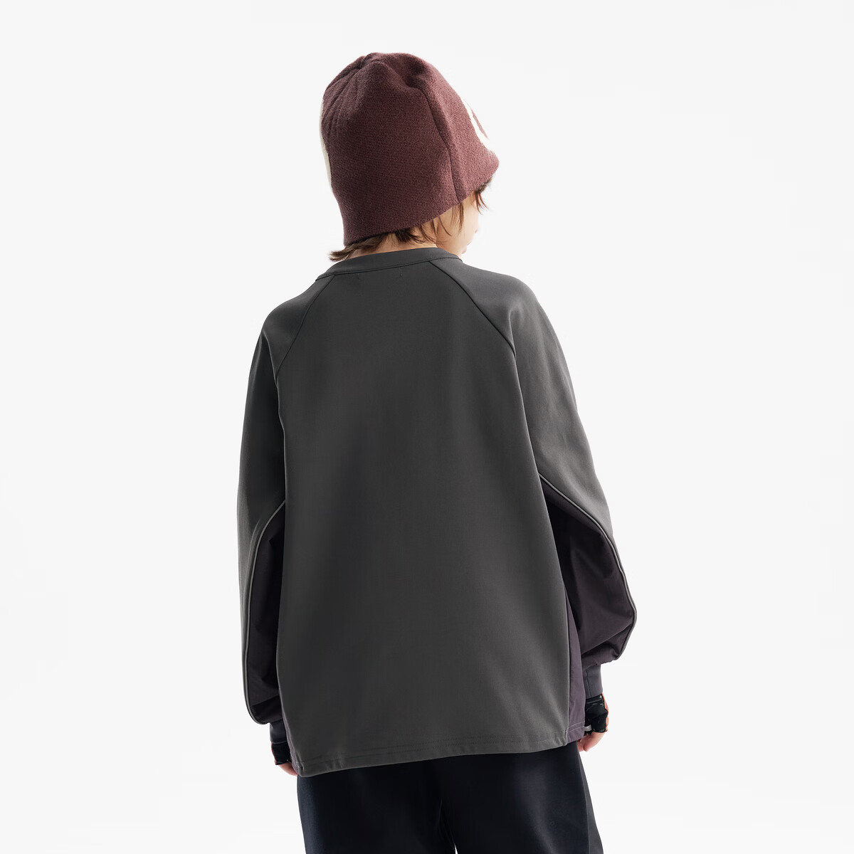 马骑顿MQD童装男童圆领卫衣秋季新款儿童户外骑行反光撞色宽松上衣 碳黑 130