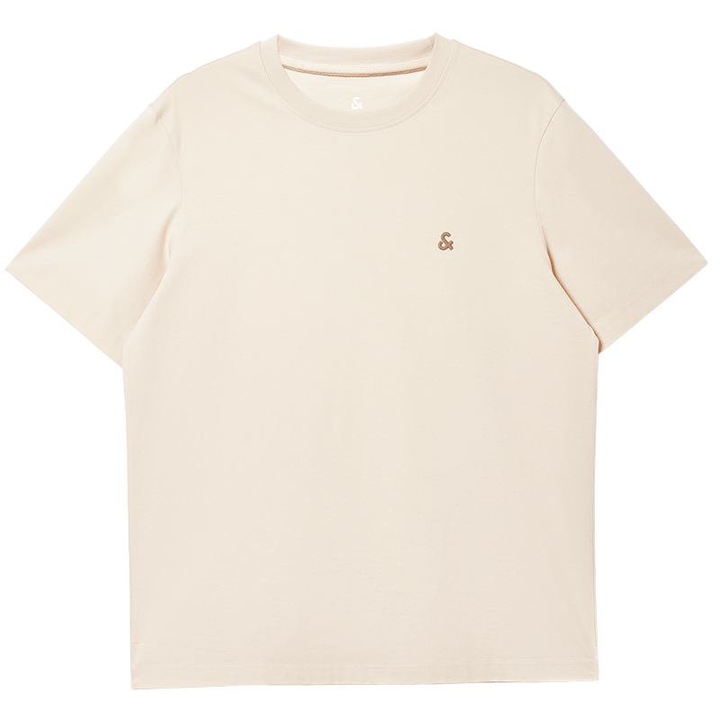 杰克·琼斯（JACK&JONES）【凉感】男装春季T恤上衣百搭多色LOGO刺绣圆领短袖226101109 S06米杏色 XXS （160）