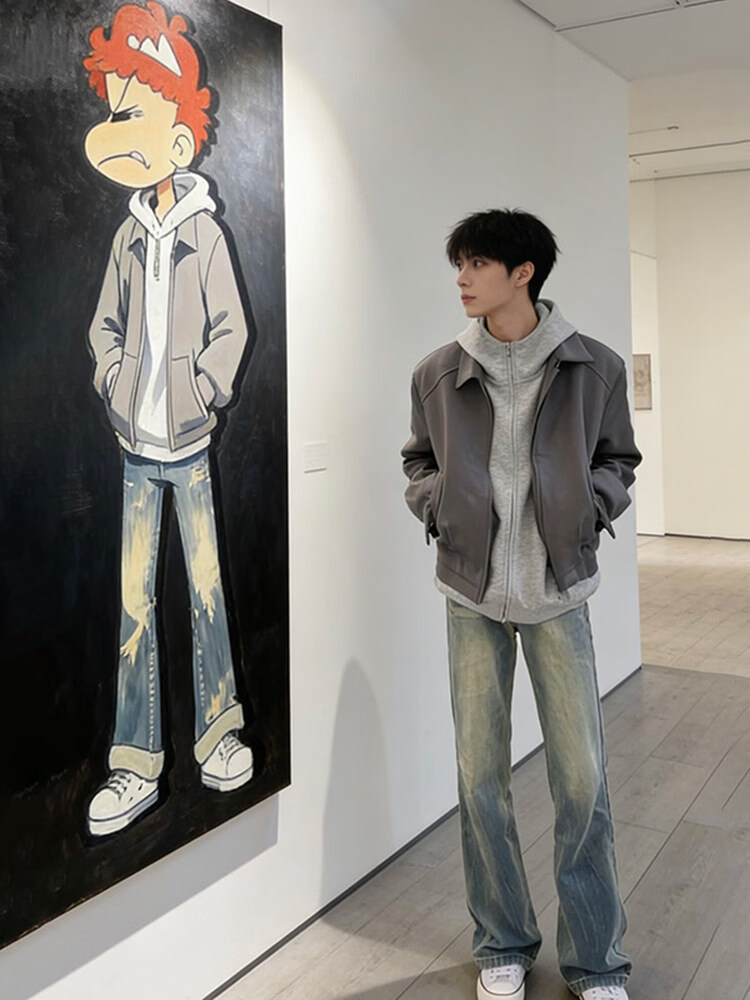 Shelley Jones灰色行政外套男春秋季新短款高级感boxy美式cleanfit穿搭正肩夹克 灰色 L [推荐100-120斤]