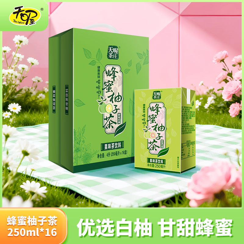 天喔茶庄蜂蜜柚子茶250ml*16整箱装 年货礼盒果味饮料小包便携饮品