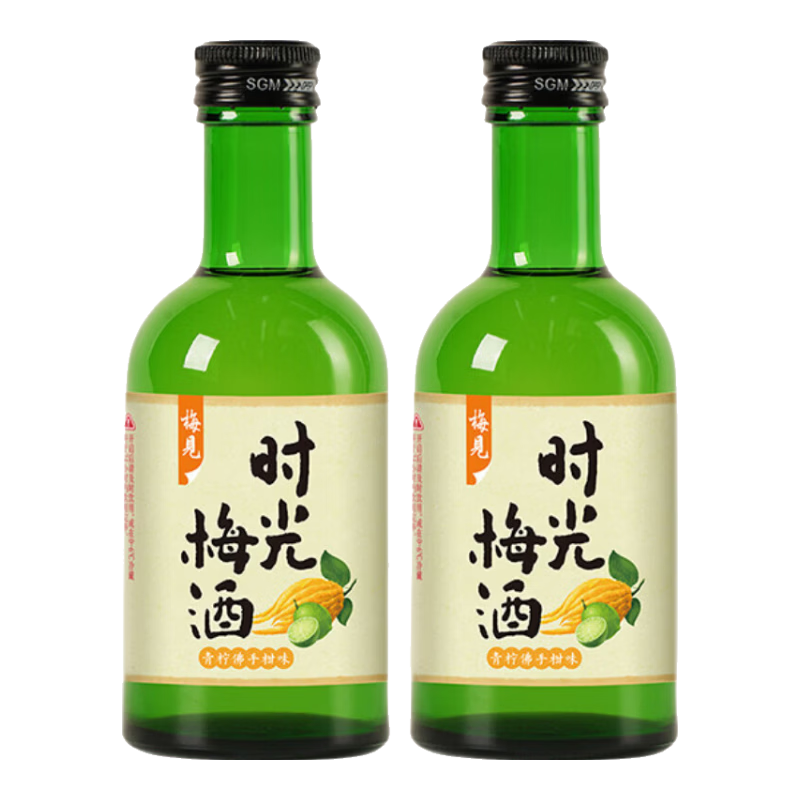 梅见 青梅酒原味时光梅青柠佛手柑味组合 男女士低度微醺果酒节日送礼 青柠佛手柑味220ml*2