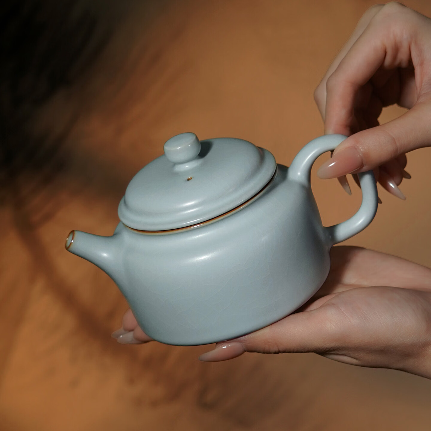 仁慈佑物汝窑茶壶天青色全手工景德镇陶瓷家用礼盒茶具德钟壶 德钟壶 不开片汝窑 260ml