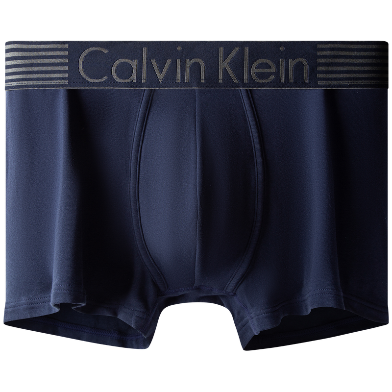 Calvin Klein内衣男士时尚条纹提花棉质透气防夹臀贴身平角内裤NB1017O 0PP-深蓝色 M