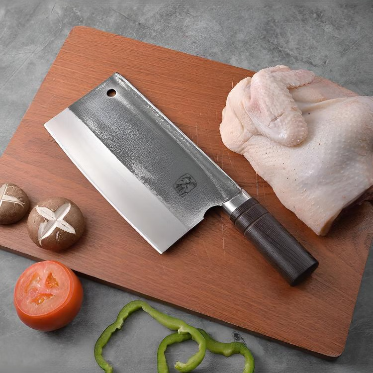 卢大锤家用商用砍骨切菜手工锻打斩切组合砍骨切片锋利家庭组合 1.2斤方柄+0.7切片刀