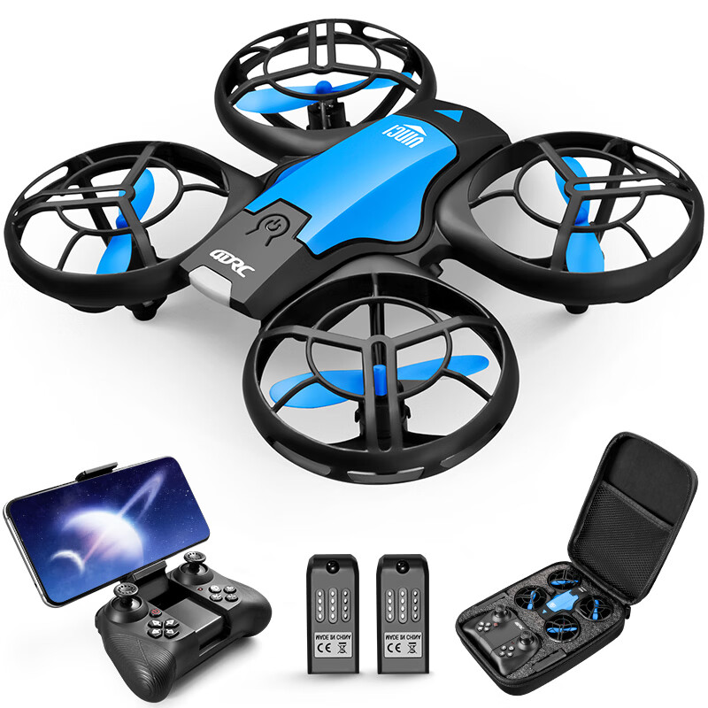 4DRC四迪非大疆无人机高清航拍四轴遥控飞机儿童电动玩具男孩新年礼物 天空蓝【感应+遥控+航拍】双电