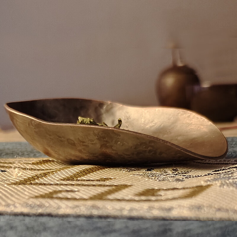 复古手工紫铜茶则 马蹄形锤纹工艺 功夫茶道六君子赏茶器茶具配件 手工锤纹紫铜茶则（小马蹄）