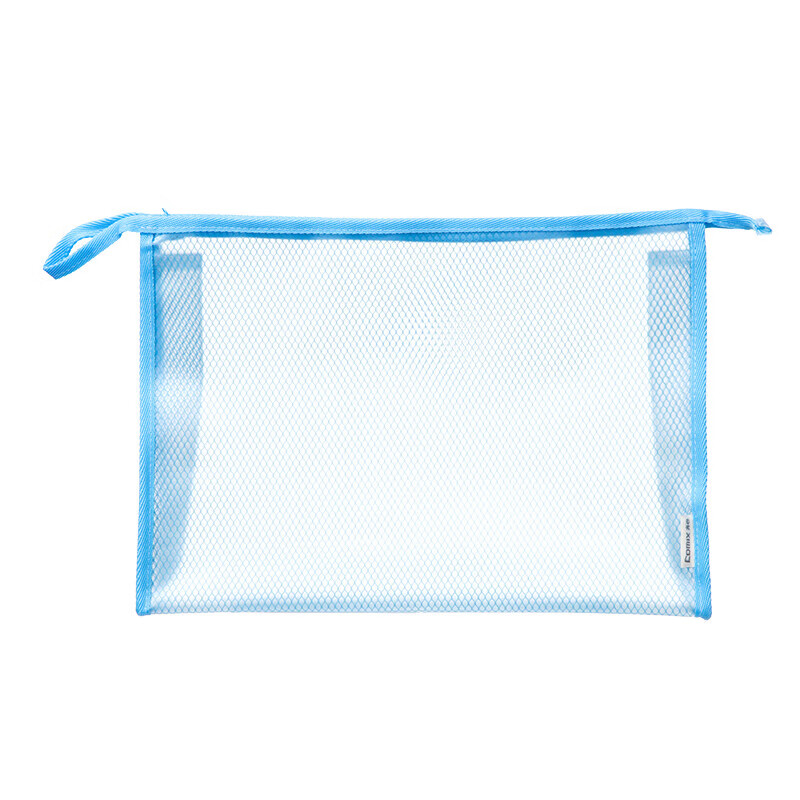 齐心(COMIX)加厚立体透明拉链袋大容量文件袋 学生试卷资料科目收纳袋 外出随身物品携带洗漱包 【大容量收纳】1只 防水耐磨 A5蓝