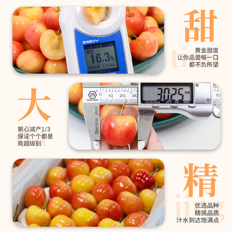 橙市码头美国进口雷尼尔黄金樱桃车厘子【空运次日达】高端水果送礼品物盒 2J超大果【精美礼盒】 2斤(净重)