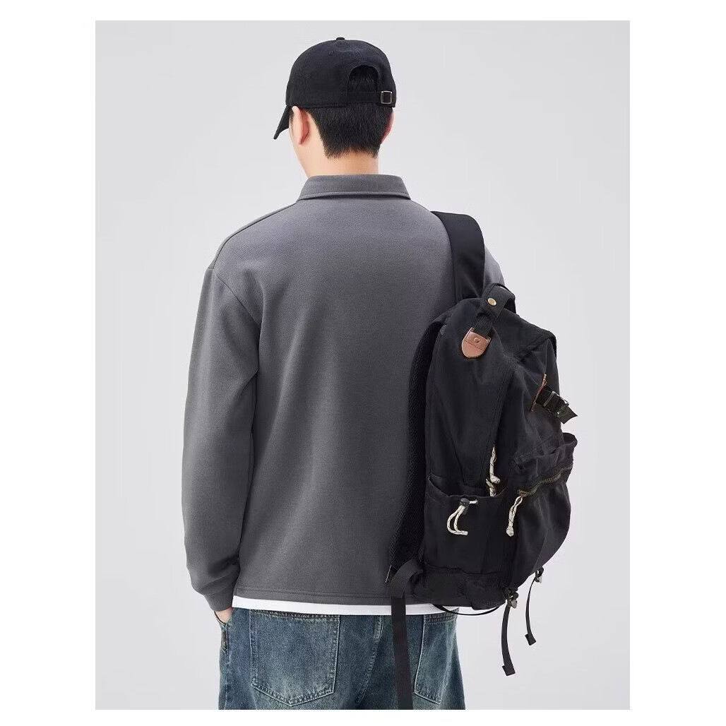 WAMLBNins潮流文艺日系时尚气质简约百搭新款原宿慵懒流行长袖POLO杉 深灰色 2XL 【尺码参考详情页数据】