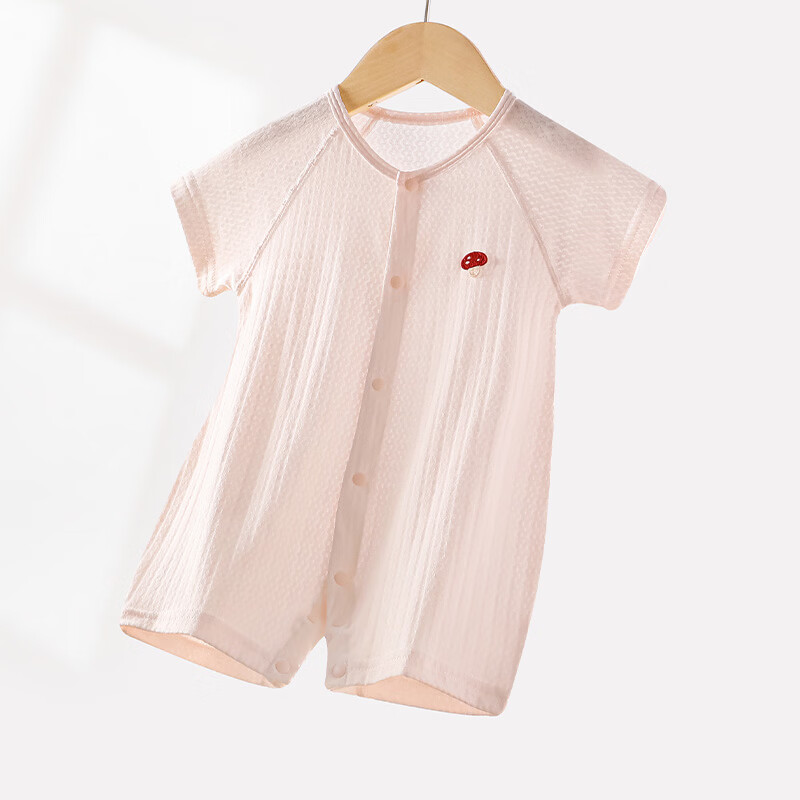 wua·wua婴儿短袖衣服夏季薄款透气宝宝连体衣幼儿睡衣洋气包屁衣夏装镂空 黄色 25度以上 90cm 【12-15月体重18-26斤】