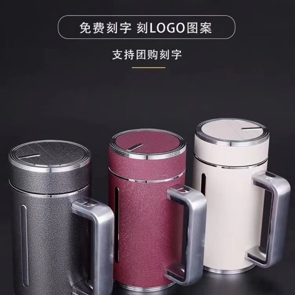 亚利顿高档银杯子足银内胆保温杯喝水银泡茶杯男士女商务送领导刻字定制 耐磨紫色【480ml】
