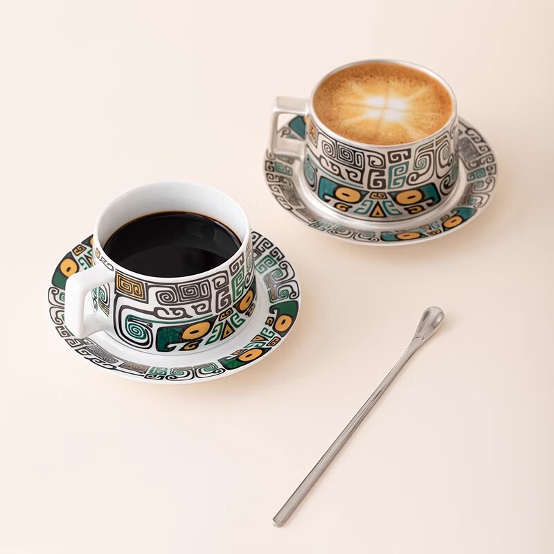 BOSSY国潮三星堆文创高档鎏银咖啡杯碟套装高颜值办公室马克杯茶杯送礼 三星堆万象鎏银咖啡杯【礼盒装】