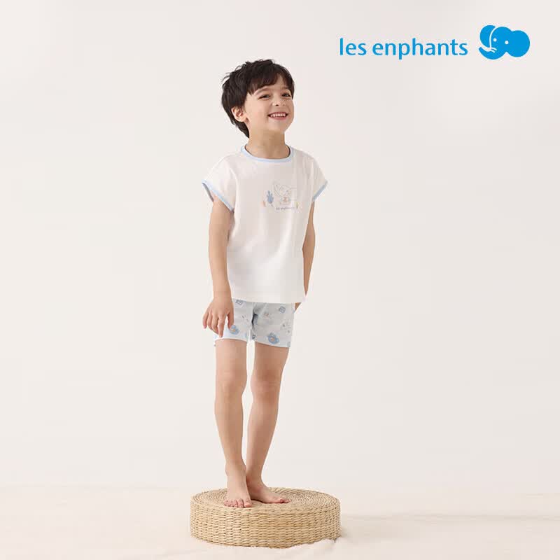 丽婴房（Les enphants）儿童背心套装夏季款天丝男童女孩家居服男女童套装 海盐蓝 150 cm/12岁
