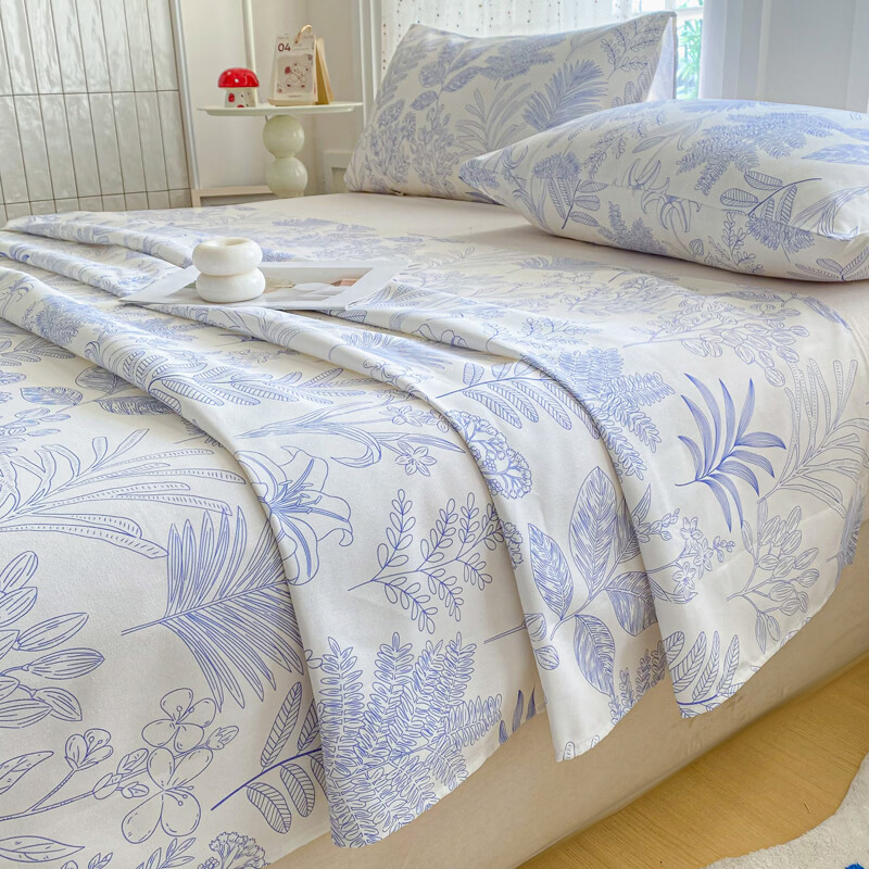 雅鹿加厚老粗布床单单件100原棉亚麻床罩学生宿舍被单三件套单人 柒婳 单床单200*230cm