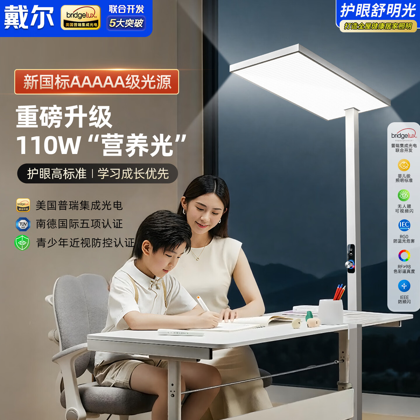 戴尔立式护眼大路灯台灯落地全光谱学习阅读灯儿童防近视认证