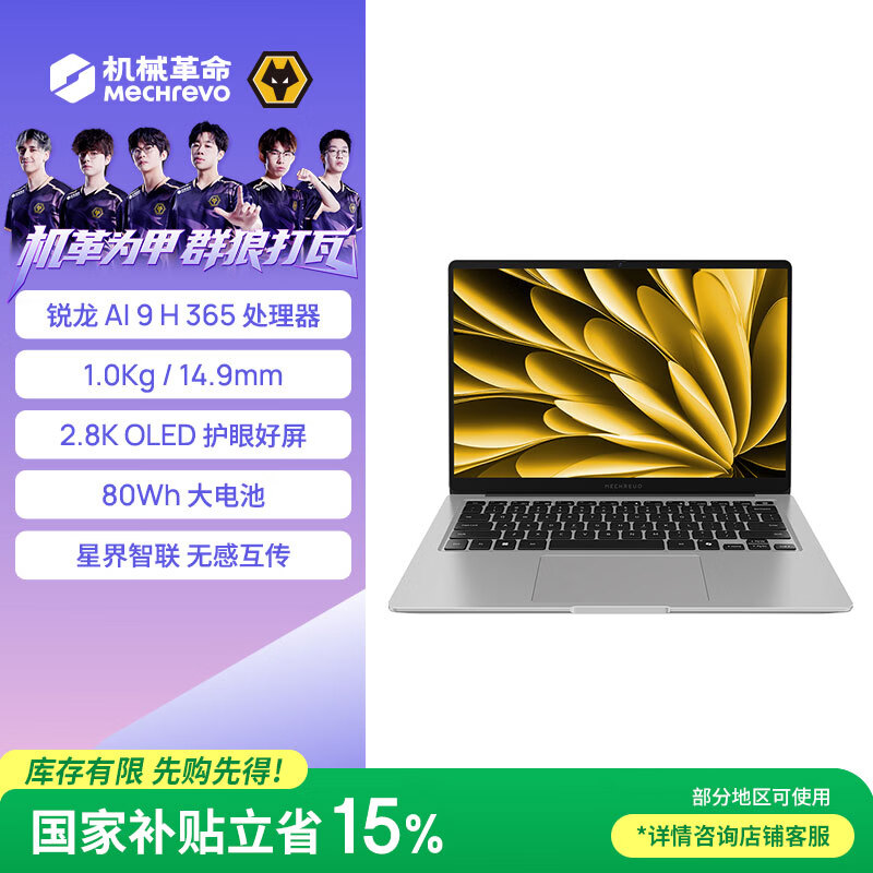 机械革命【国家补贴】星耀14(AI 9H 365 32G 1T 2.8K OLED 120Hz 100%DCI-P3)办公笔记本电脑轻薄游戏本