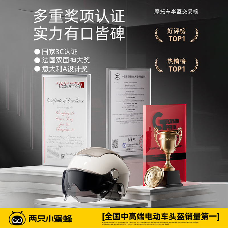 TWOBEE3C认证蜜蜂电动车头盔0感天窗2.0PRO男女夏季透气四季通用防护双镜片电瓶车摩托车头盔 夏季款-升级2.0悬浮减震【防晒短镜】樱花粉 均码