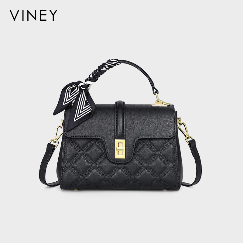 viney【陈紫函同款】牛皮单肩包包女包斜挎包生日母亲节礼物实用送妈妈 【黑色】520送女朋友礼物高档洋气轻奢手提包 高端品牌百搭休闲通勤妈妈包中年