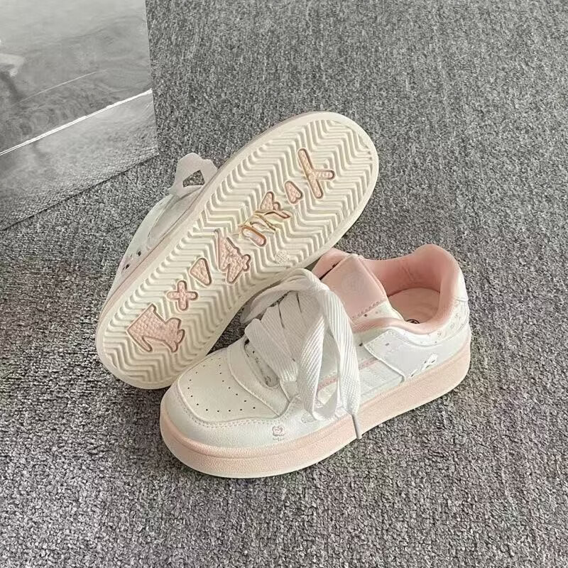 绮步佳人小白鞋女夏季新款透气板鞋 白兰色 35