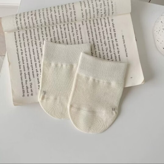 朋意半拖袜子女夏季薄款半掌袜隐形防滑船袜网眼袜半截拖鞋袜前脚掌袜 防滑半掌袜-糯米白-10双 均码