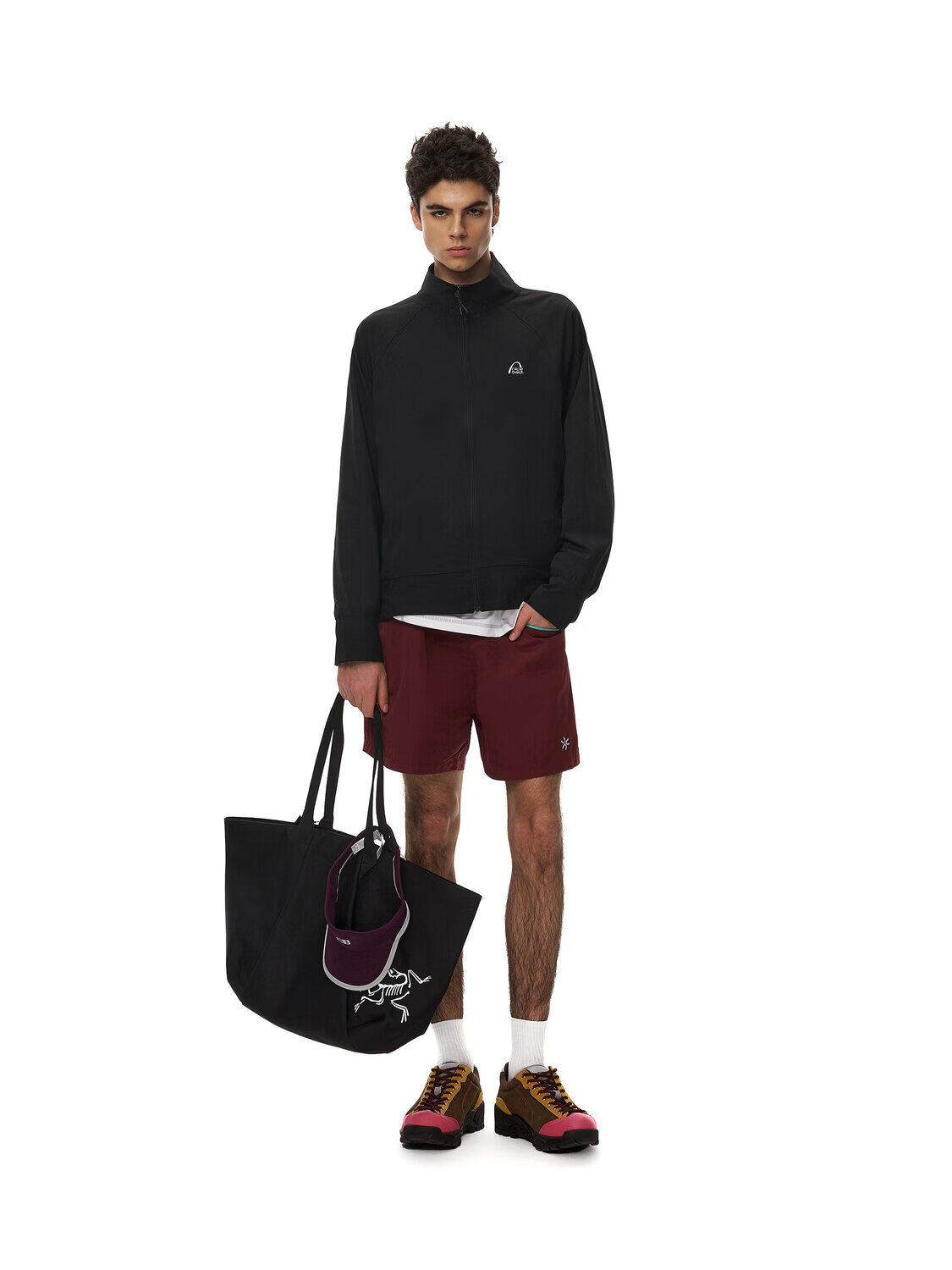 NICEBAD立领合身插肩袖UPF50+防泼水防晒外套肌理感宽松上衣春秋 黑色(预售) S