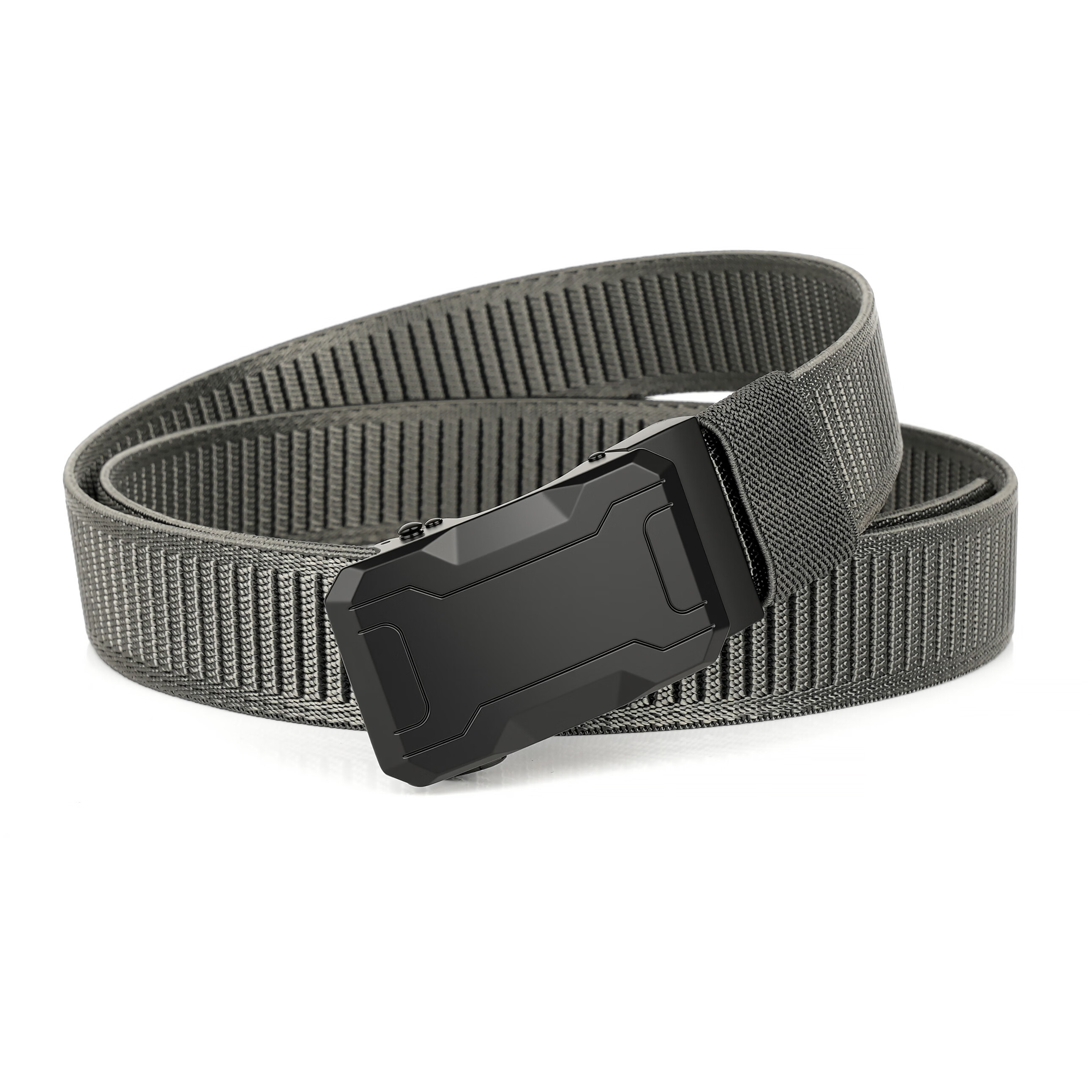 A6男士皮带休闲弹力腰带户外运动军训编织战术自动扣腰带生日礼物 灰色-黑扣【弹力腰带】 150cm 可裁剪适合240斤以上