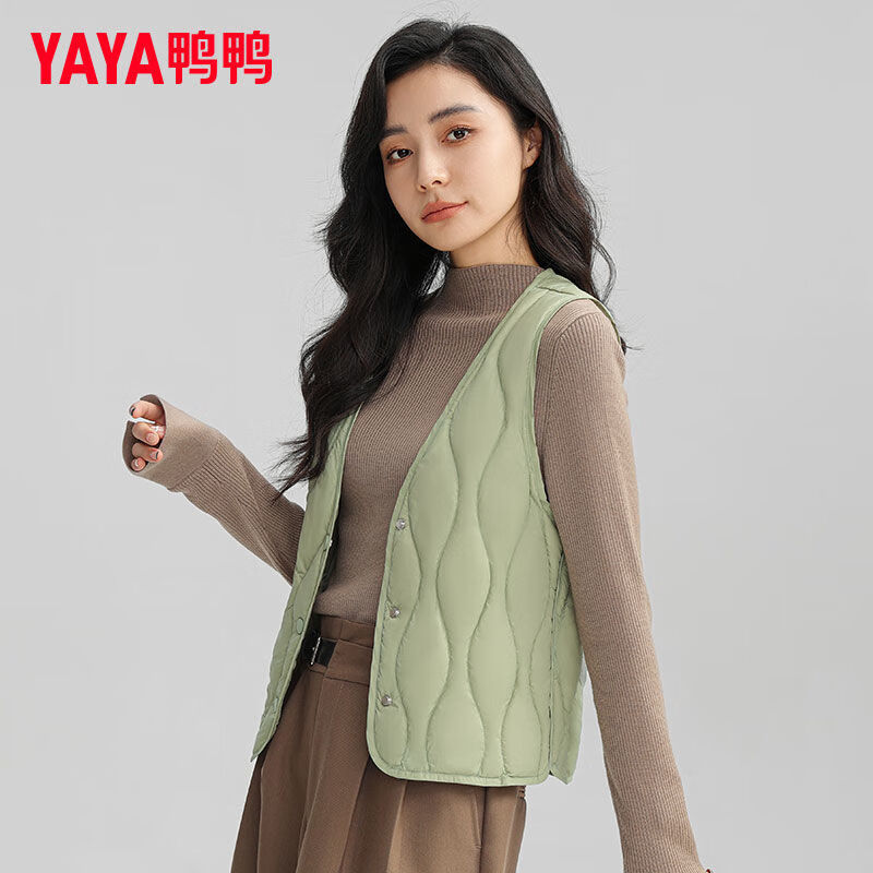 鸭鸭（YAYA）秋冬季新款贴身修身轻薄保暖背心短款坎肩保暖羽绒内胆冬装短外套 浅咖色 3XL 140-160斤
