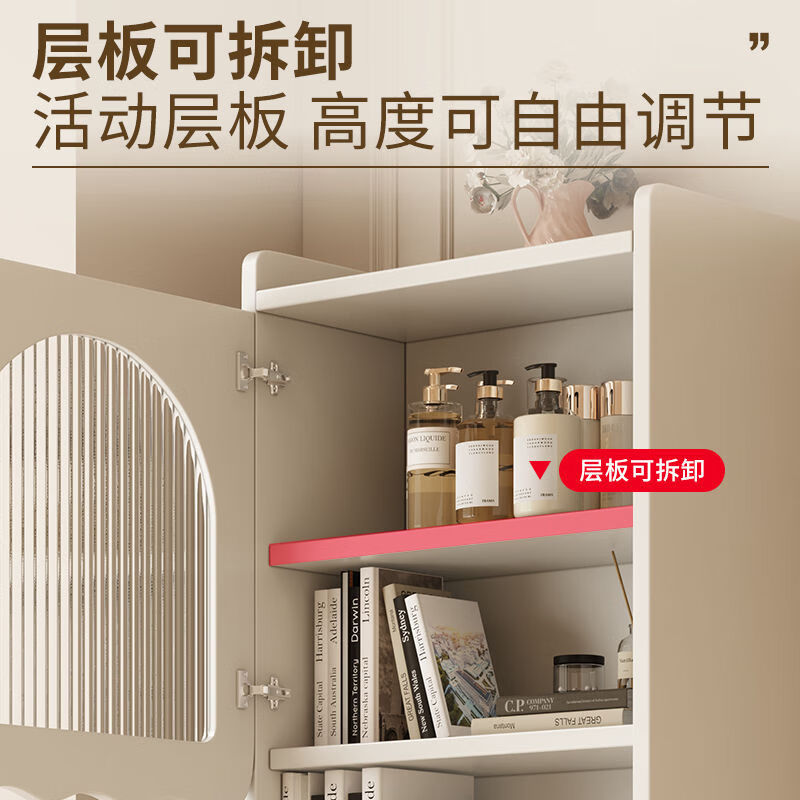 收纳靠墙带实木床头柜书架床边储物柜高款卧室置物柜床头小型家用 0.5m实木床头柜-对开门【上门安装】