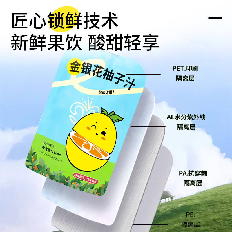 九物道柚子汁金银花柚子汁儿童成人春夏解暑下火无添加剂 金银花柚子汁两箱 130ml*24袋