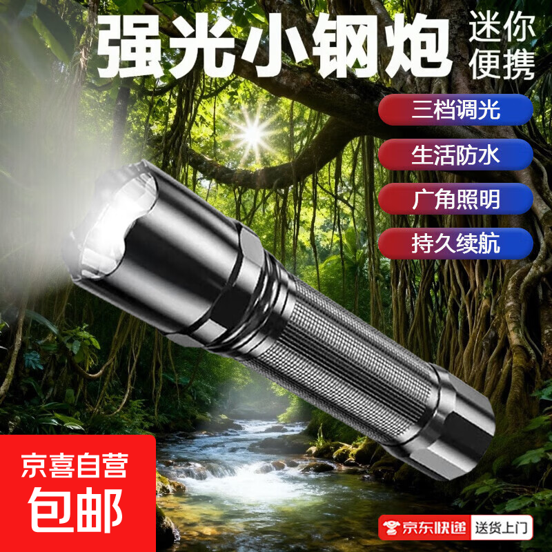 【三档调光】户外登山探险超亮强光手电筒家用可充电应急灯CZ009 【一键多档位调节+小巧轻便易出行】顶配