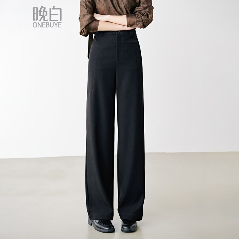 晚白【新品】2026春款经典高腰裤子利落显瘦气质通勤直筒裤女 黑色 29