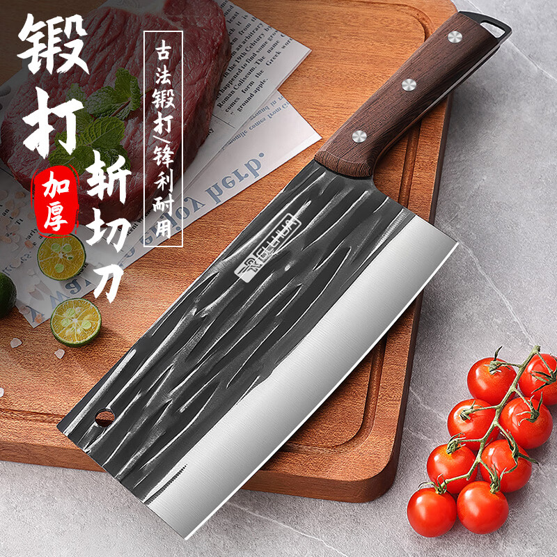西铁匠龙泉菜刀斩切两用菜刀家用厨房不锈钢锋利刀具斩切刀锻打加厚新款 龙泉斩切刀