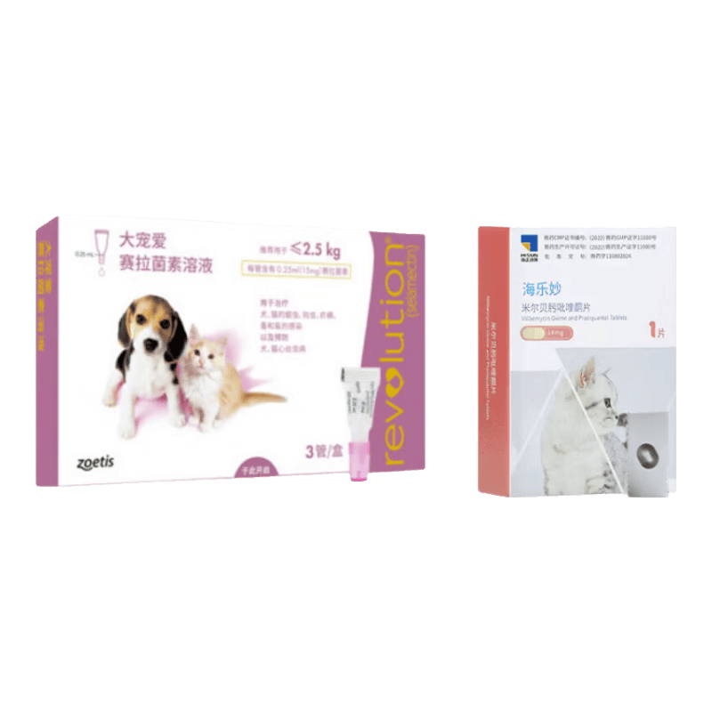 大宠爱幼猫体内外同驱虫1支+海乐妙幼猫体内驱虫1片 月度装