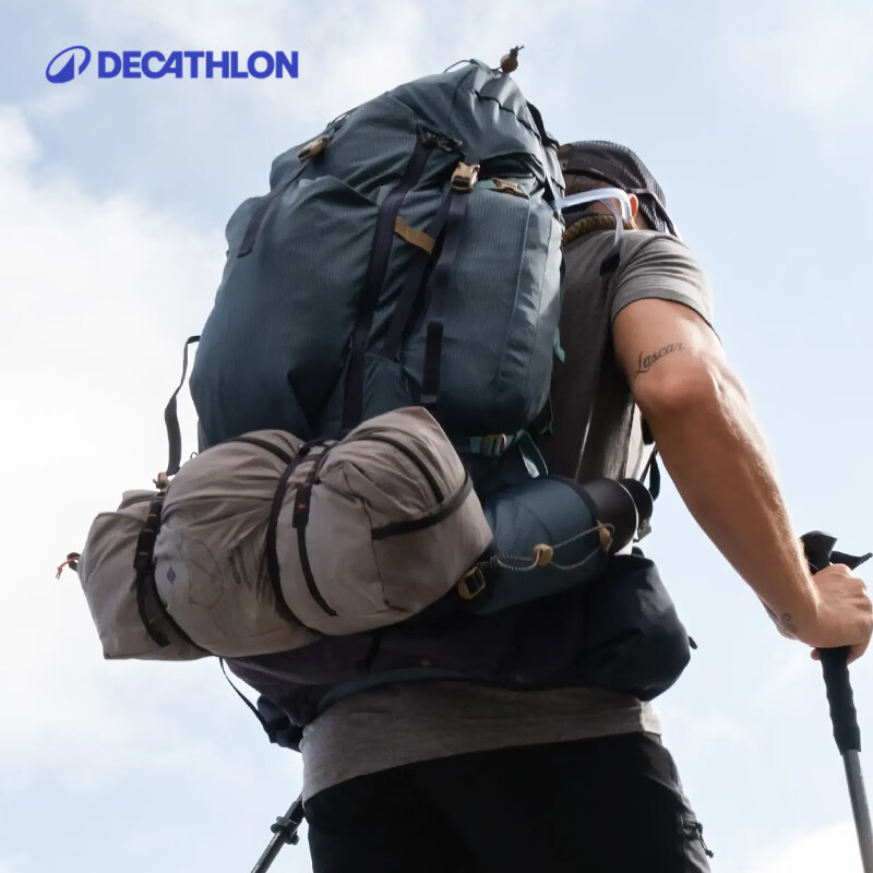 迪卡侬（DECATHLON） 登山包男女轻爬山露营徒步背包容量旅行户外双肩包ODAB 暗矿蓝_60L 轻量化设计 背负更轻松