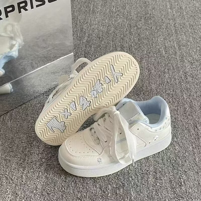 绮步佳人小白鞋女夏季新款透气板鞋 白兰色 35 京东折扣/优惠券