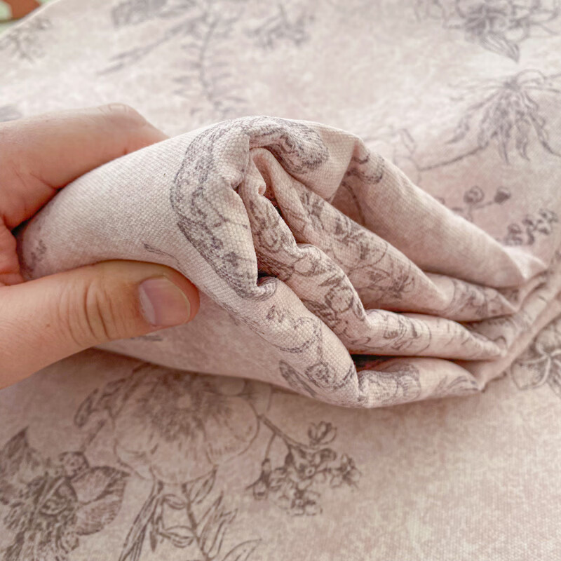 雅鹿加厚老粗布床单单件100原棉亚麻床罩学生宿舍被单三件套单人 木槿 单床单230*240cm