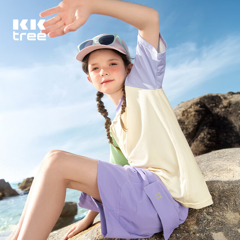 Kocotreekk树儿童速干衣吸湿排汗男女童运动上衣凉感短袖女童夏装