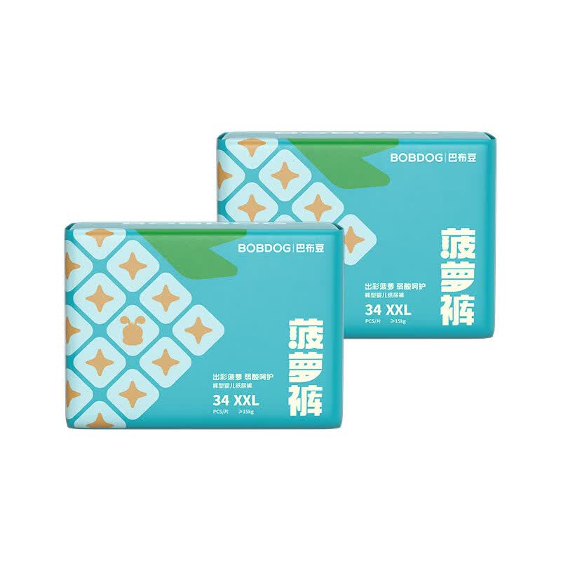 巴布豆（BOBDOG）菠萝裤拉拉裤XXL68片（14-17kg）婴儿尿不湿超薄透气