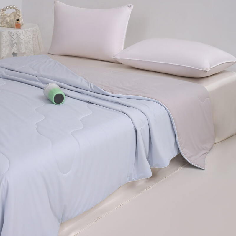 水星家纺夏季被子空调被夏凉被春夏新款大豆被单双人床上用品 雾凇蓝+幻影灰 200*230cm单夏被