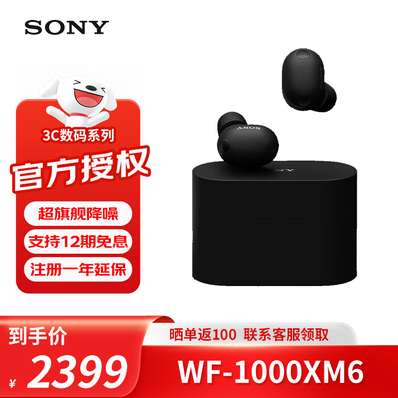 索尼（SONY）WF-1000XM5 WF-1000XM6无线蓝牙降噪智能耳机 WF-1000XM6 黑色