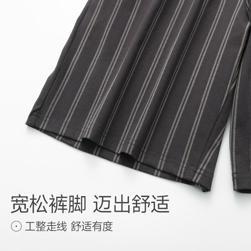 芬腾男士睡裤夏季纯棉薄款五分裤短裤青年男款大码夏天家居裤单裤 深灰 L 建议：115-140斤