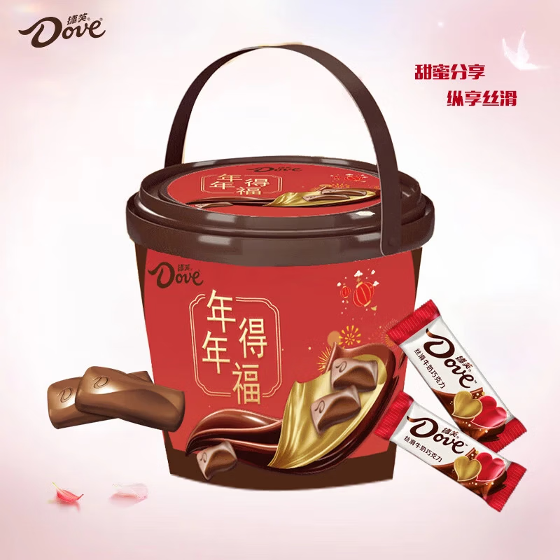 德芙（Dove）巧克力礼盒零食糖果生日礼物情人节礼物婚礼喜糖实惠休闲tzt 60颗德芙桶装