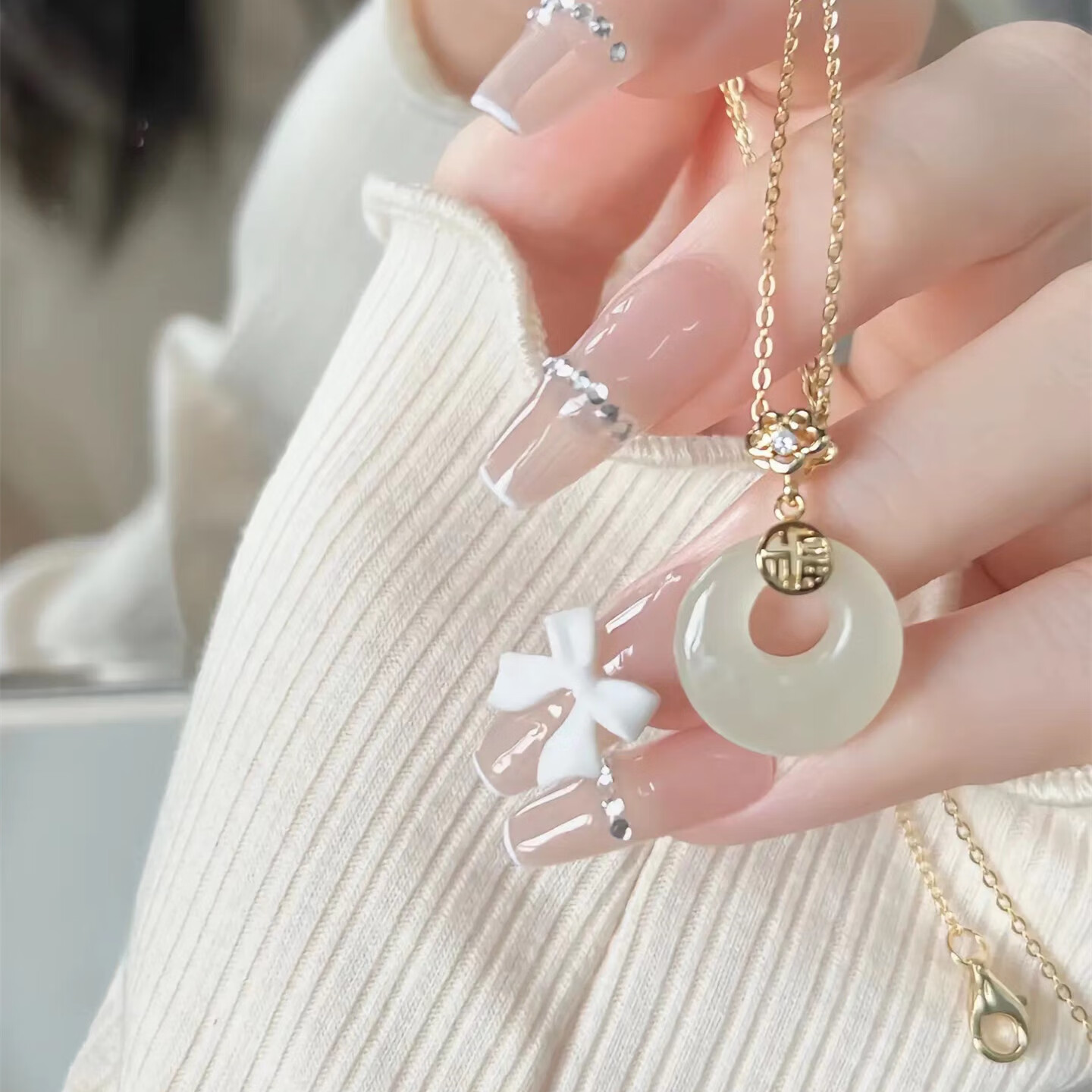 S925和田玉平安扣项链女新中式民族古风小众高级感和田玉首饰 黄金色【白玉髓】 925银