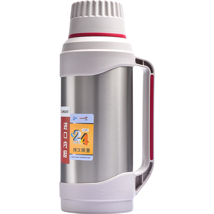 清水保溫壺家用進口玻璃內(nèi)膽開水瓶大容量8磅辦公暖壺304不銹鋼熱水瓶 鋼本紅2000ml（國產(chǎn)紅膽）