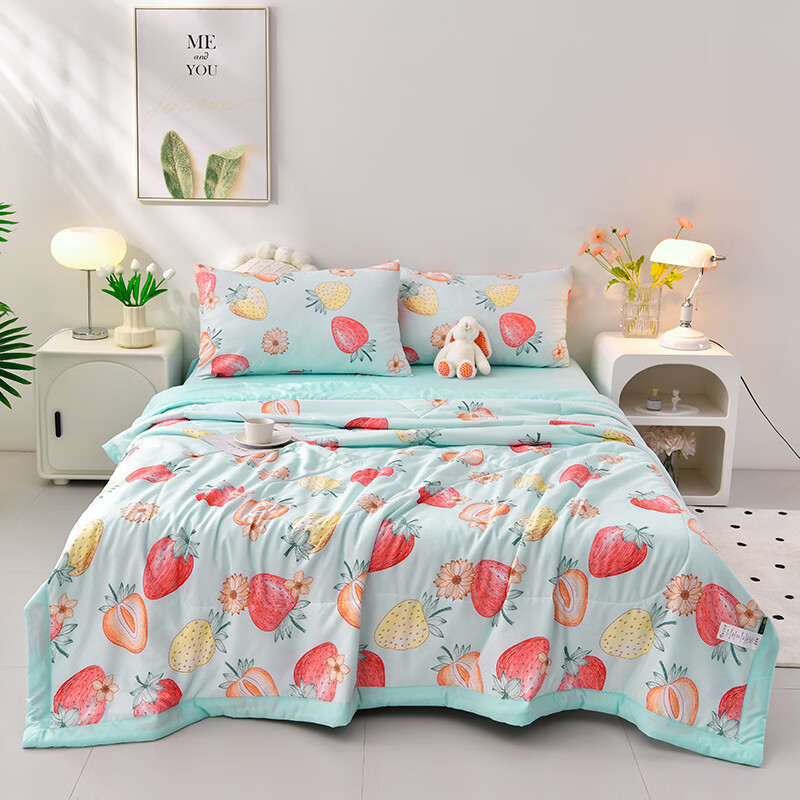 雅鹿软糯水洗棉夏被学生夏天凉被子 莓丽人生 150*200单夏被