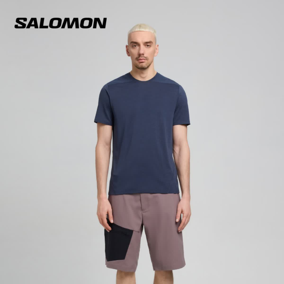 萨洛蒙（Salomon）男款 户外运动休闲舒适轻量透气徒步短袖T恤 OUTLINE SS TEE 深夜蓝 C28691 M 175/96A