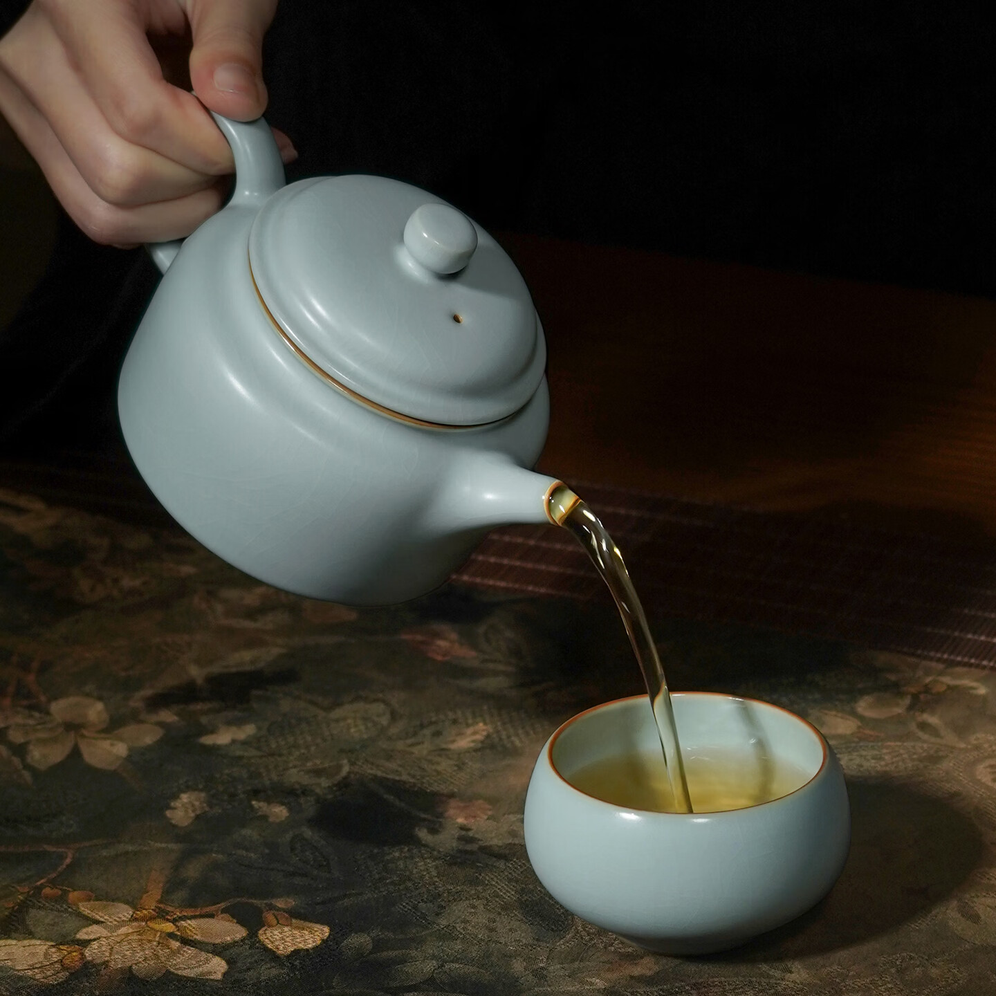 仁慈佑物汝窑茶壶天青色全手工景德镇陶瓷家用礼盒茶具德钟壶 德钟壶 不开片汝窑 260ml